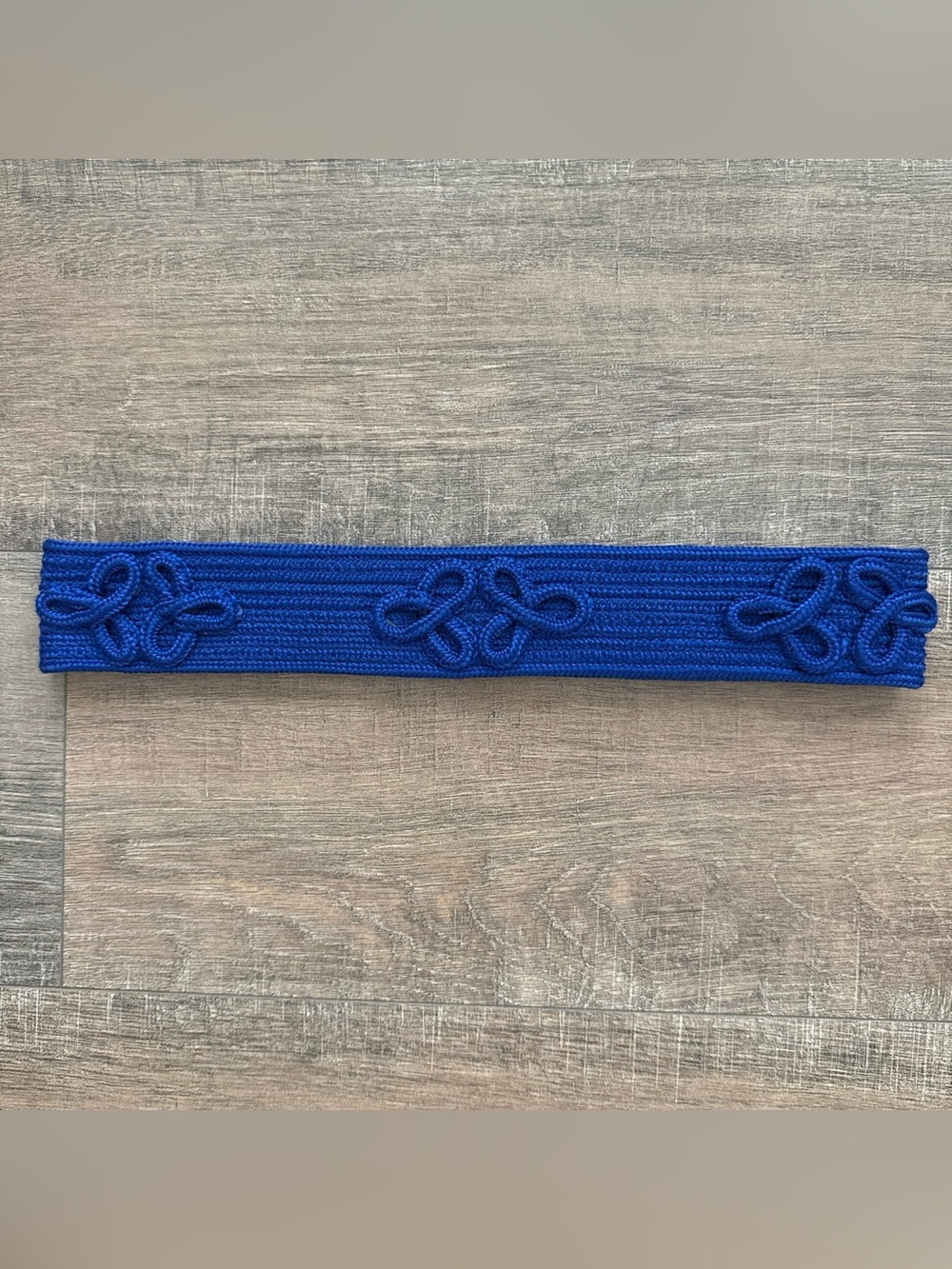 Vintage 90s Royal Blue Macrame Woven Statement Belt M/L